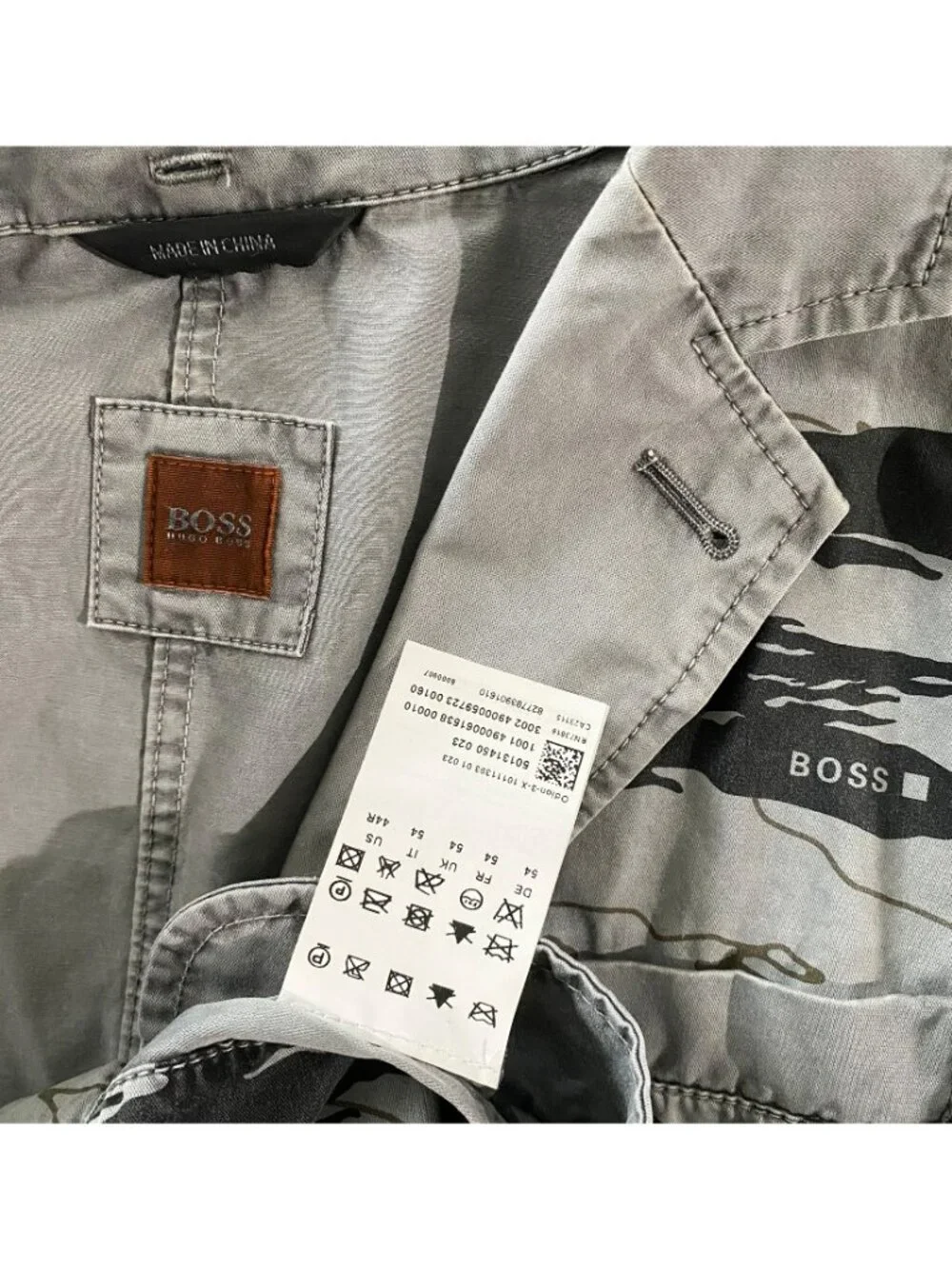 Rare BOSS Orange Hugo Boss Jacket Mens 44R Gray Tiger Stripe Camo Casual Blazer